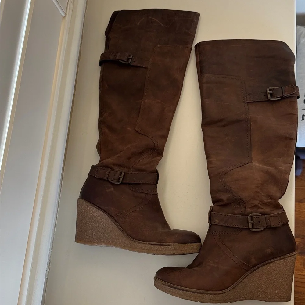 ALDO Brown Wedge Knee-High Boots